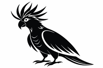 Obraz premium cockatoo silhouette line art vector illustration with a white background