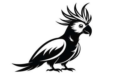 Obraz premium cockatoo silhouette line art vector illustration with a white background