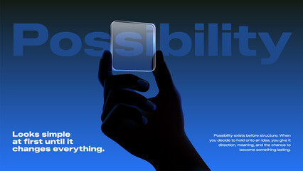 Silhouette Hand Displaying Smartphone with Futuristic Blue Gradient and Ambient Glow