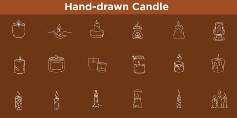 Hand Drawn Icon Set: Outline Vector Drawing for Home Decoration, Holiday Events, Prayer, Memorial, and Beauty-Related Illustration Projects.