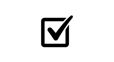 Black checkmark symbol in a square box on white background