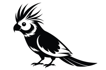 cockatiel silhouette line art vector illustration with a white background