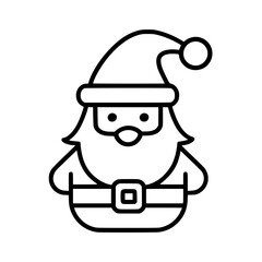 Jolly Santa Claus festive line art icon with sparkling stars