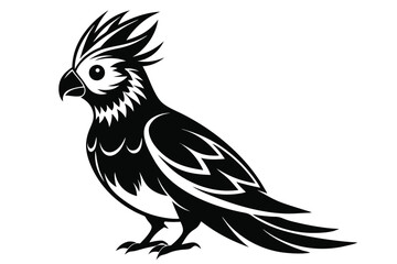 cockatiel silhouette line art vector illustration with a white background