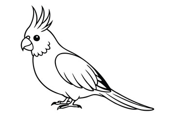 cockatiel silhouette line art vector illustration with a white background