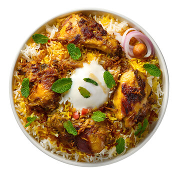 Delicious Chicken Biryani Isolated on White Background for Culinary Promotions