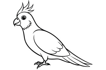 cockatiel silhouette line art vector illustration with a white background