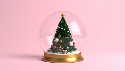 christmas tree in snowball decoration on pink background, glass ball winter seasonal 885088.jpg