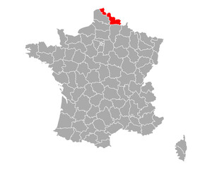 Karte von Nord in Frankreich