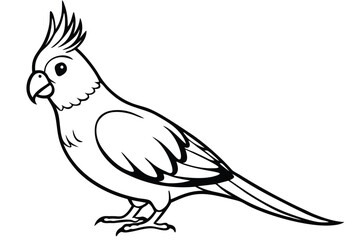 cockatiel silhouette line art vector illustration with a white background