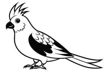 Obraz premium cockatiel silhouette line art vector illustration with a white background