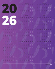 2026 AESTHETIC MODERN CALENDAR MULTICOLOURED  