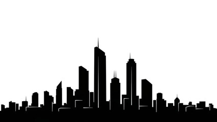 Naklejka premium Black silhouette of a modern city skyline against white