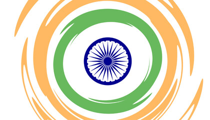 Circular swirl pattern in India tricolor with central Ashoka Chakra for Republic Day 2026 and 26 January themes