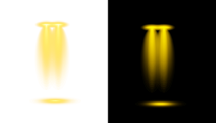 Golden spotlight emits smooth radiant beams with sparkling highlights and soft shimmer waves. Elegant light effect enhances festive mood. Yellow spotlight PNG.