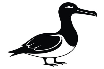 albatross silhouette line art vector illustration with a white background