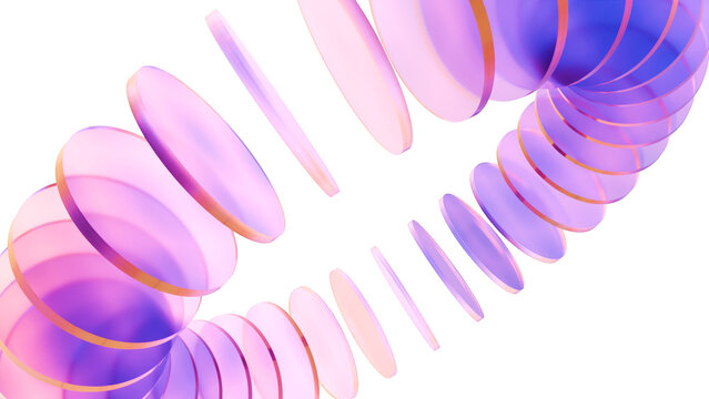 Abstract 3D Render: Overlapping Iridescent Glass Circles