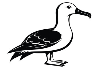 albatross silhouette line art vector illustration with a white background