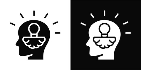Critical Thinking Icon White And Black Background Style