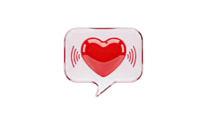 Heart Icon with Sound Waves in a Speech Bubble