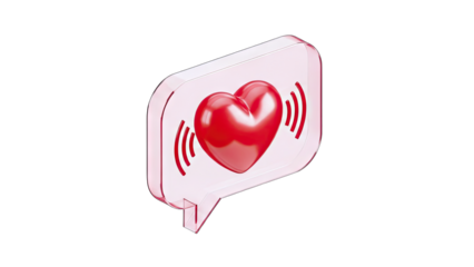 Heart Icon with Sound Waves in a Speech Bubble - Love Message