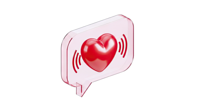 Heart Icon with Sound Waves in a Speech Bubble - Love Message - Powered by Adobe