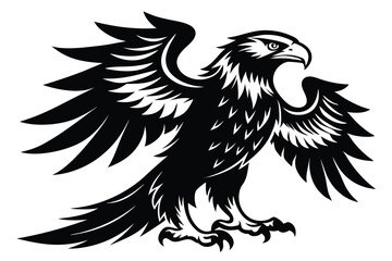 Obraz premium eagle silhouette line art vector illustration with a white background