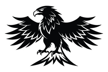Obraz premium eagle silhouette line art vector illustration with a white background