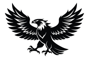 Obraz premium eagle silhouette line art vector illustration with a white background