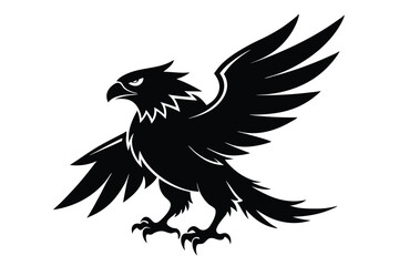 Obraz premium eagle silhouette line art vector illustration with a white background