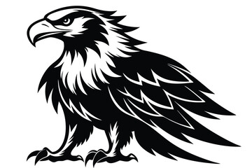 Obraz premium eagle silhouette line art vector illustration with a white background