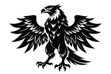 Obraz premium eagle silhouette line art vector illustration with a white background