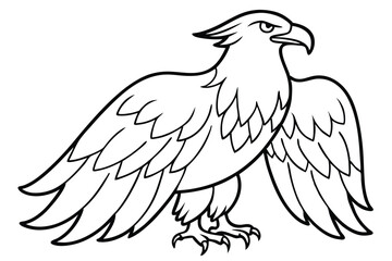 Obraz premium eagle silhouette line art vector illustration with a white background