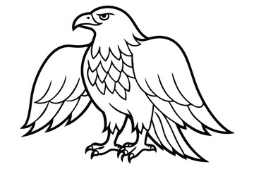 Obraz premium eagle silhouette line art vector illustration with a white background