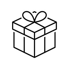 Closed gift box with ribbon and bow present