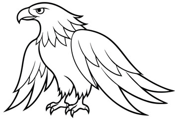 Obraz premium eagle silhouette line art vector illustration with a white background