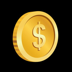 Dollar coin vector illustration, coin icon, clip art coins, coin clip art, money vector art