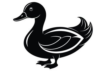 duck silhouette line art vector illustration with a white background