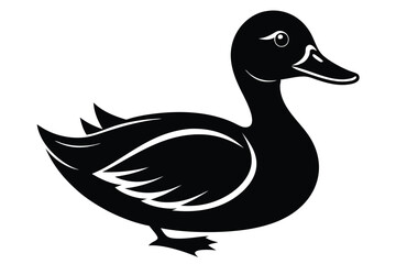duck silhouette line art vector illustration with a white background