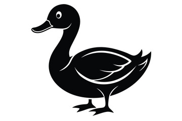 duck silhouette line art vector illustration with a white background
