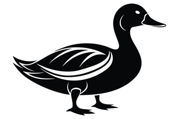 duck silhouette line art vector illustration with a white background