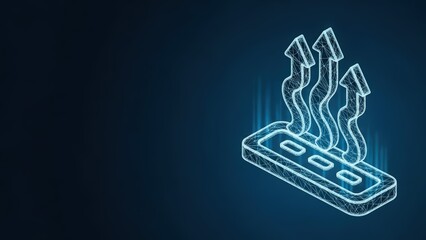 Fototapeta premium Digital upward arrows representing growth and data analytics on a dark background