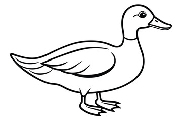 duck silhouette line art vector illustration with a white background