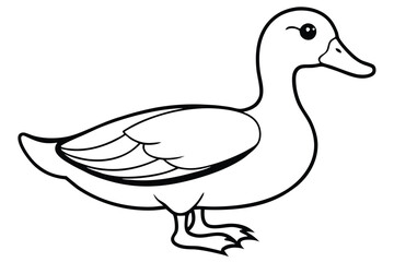duck silhouette line art vector illustration with a white background
