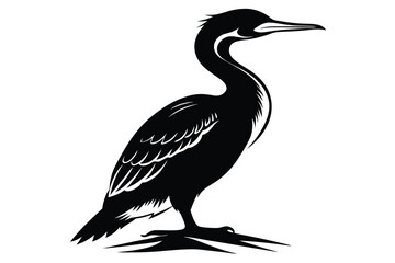 Fototapeta premium cormorant silhouette line art vector illustration with a white background
