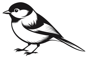 chickadee silhouette line art vector illustration with a white background © pipp99