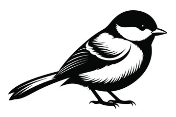 chickadee silhouette line art vector illustration with a white background © pipp99