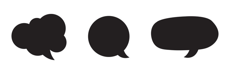 Comic speech bubble silhouettes. Set of black comic speech bubble silhouettes. Includes different shapes from oval to decorative and explosive forms