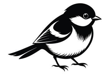 chickadee silhouette line art vector illustration with a white background