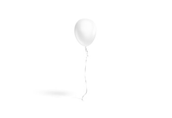 Blank white round balloon flying mockup, png, transparent background, 3d rendering. Empty decorative levitate foil ballon for party mock up cut out. Clear mylar helium or air bubble template.